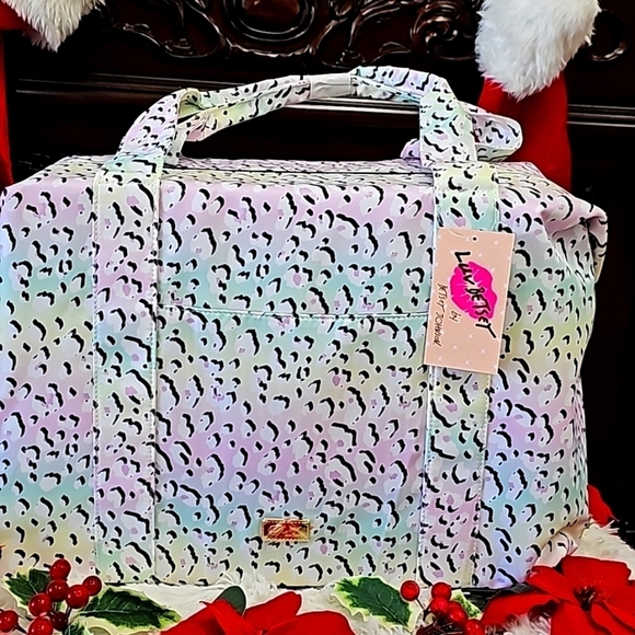 Betsey Johnson Handbags - NWT MULTI PASTEL COLORED CHEETAH PRINT LUV BETSEY NYLON WEEKENDER
